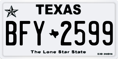 TX license plate BFY2599