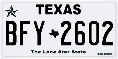 TX license plate BFY2602