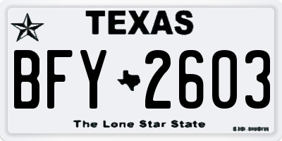 TX license plate BFY2603