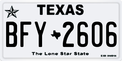 TX license plate BFY2606