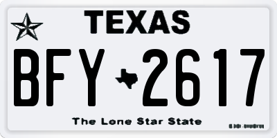 TX license plate BFY2617
