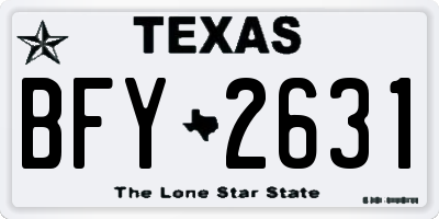 TX license plate BFY2631