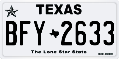 TX license plate BFY2633