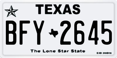 TX license plate BFY2645