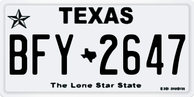 TX license plate BFY2647