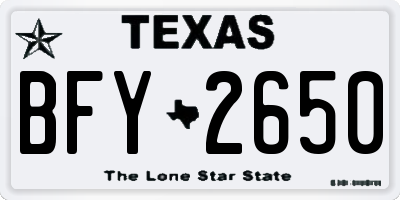TX license plate BFY2650