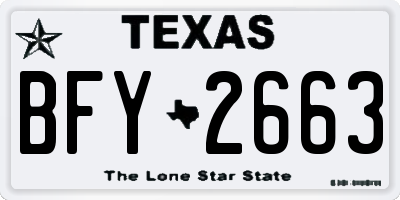 TX license plate BFY2663
