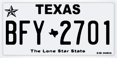 TX license plate BFY2701