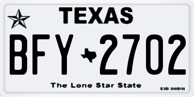 TX license plate BFY2702