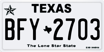 TX license plate BFY2703
