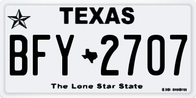 TX license plate BFY2707