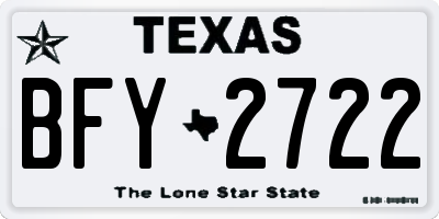 TX license plate BFY2722