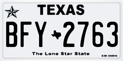 TX license plate BFY2763