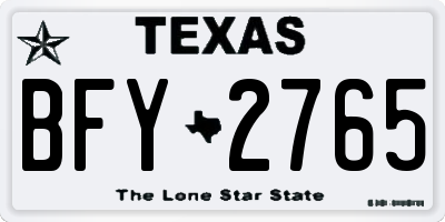 TX license plate BFY2765