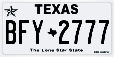 TX license plate BFY2777