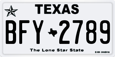 TX license plate BFY2789