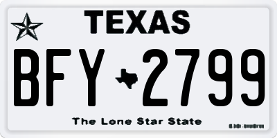 TX license plate BFY2799