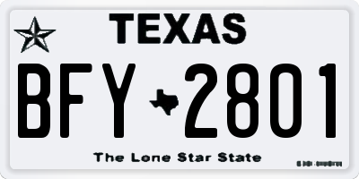 TX license plate BFY2801