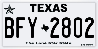 TX license plate BFY2802