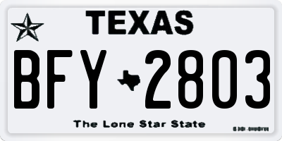 TX license plate BFY2803