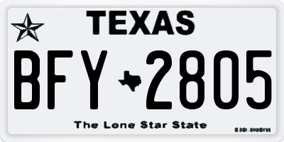 TX license plate BFY2805
