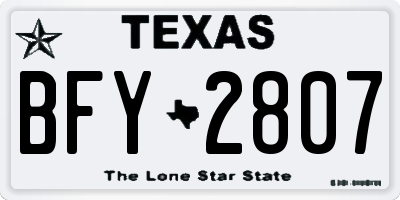 TX license plate BFY2807