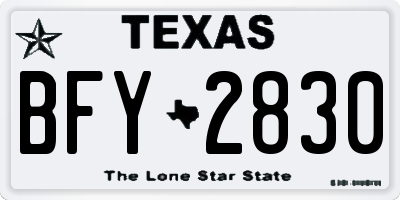 TX license plate BFY2830