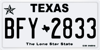 TX license plate BFY2833
