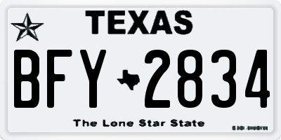 TX license plate BFY2834