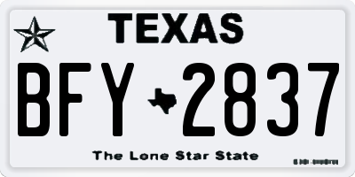 TX license plate BFY2837