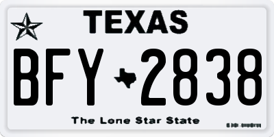 TX license plate BFY2838
