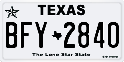 TX license plate BFY2840