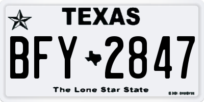TX license plate BFY2847