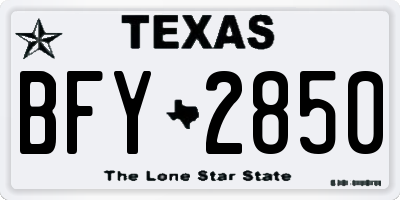 TX license plate BFY2850