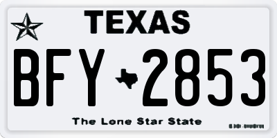 TX license plate BFY2853