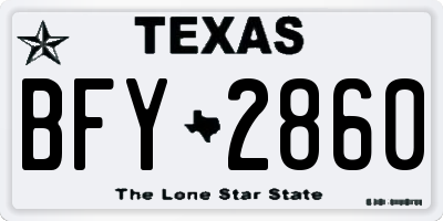 TX license plate BFY2860