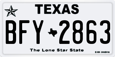 TX license plate BFY2863
