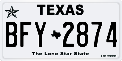 TX license plate BFY2874