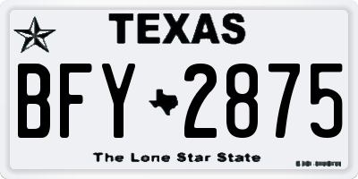 TX license plate BFY2875