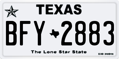 TX license plate BFY2883