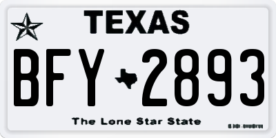 TX license plate BFY2893