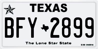 TX license plate BFY2899