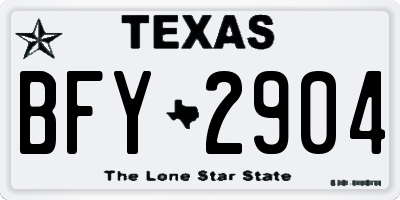 TX license plate BFY2904