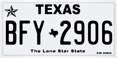 TX license plate BFY2906