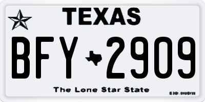 TX license plate BFY2909