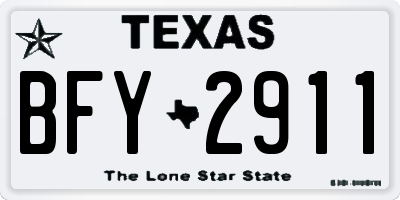 TX license plate BFY2911