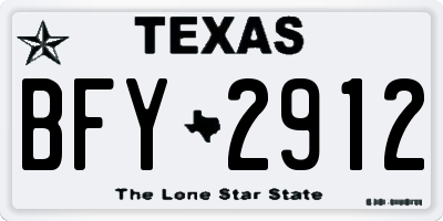 TX license plate BFY2912
