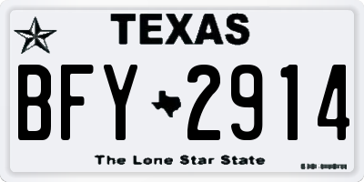 TX license plate BFY2914