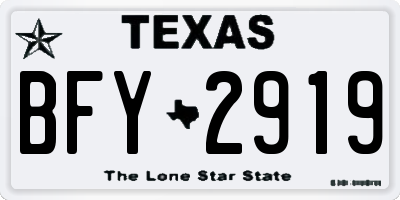 TX license plate BFY2919