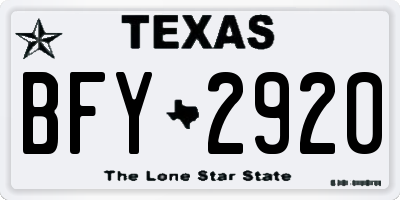 TX license plate BFY2920